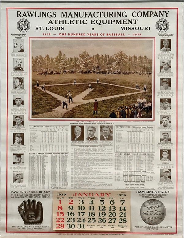 - 1939 Rawlings 100th Anniversary of Baseball Calendar