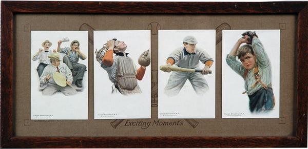 - Circa 1912 Baseball &quot;Exciting Moments&quot; Framed Display