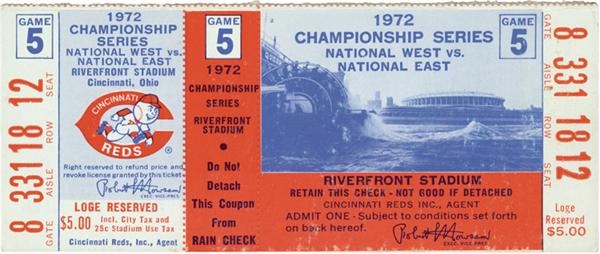 Clemente and Pittsburgh Pirates - Roberto Clemente&#39;s Last Game Unused Ticket