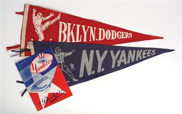 - Brooklyn Dodgers &amp; New York Yankees Football Pennants &amp; Program