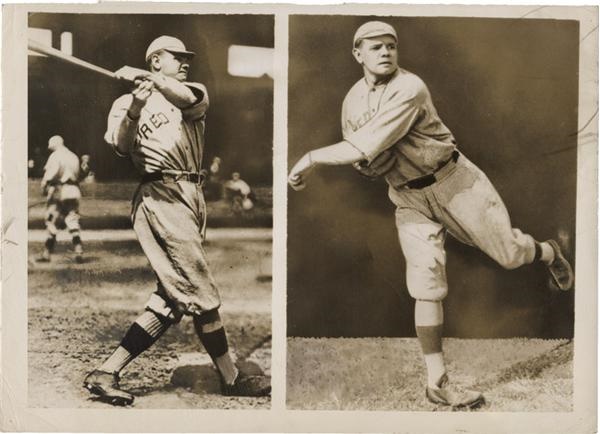 Collection of A New York Gentleman - Babe Ruth Red Sox Hitting and Pitching Photograph (7x9&quot;)