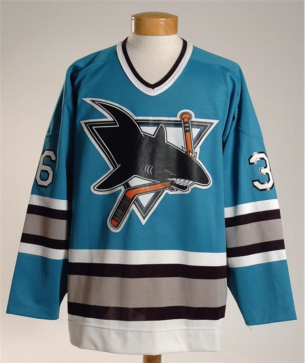 Hockey Equipment - 1993-94 Jeff Odgers San Jose Sharks Game Worn Jersey