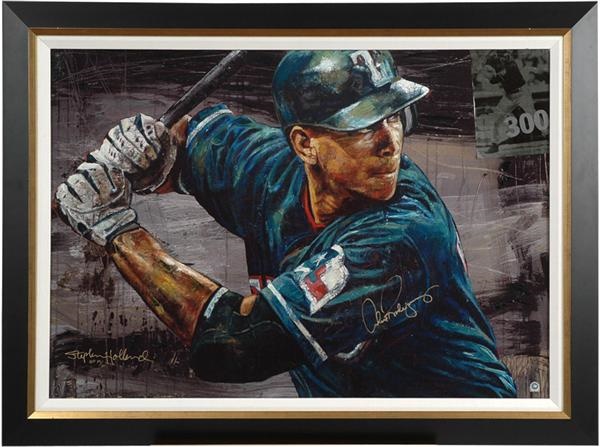 Ernie Davis - Alex Rodriguez Stephen Holland Signed Giclee (47&quot; x 36&quot;) Signed by Both