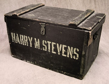 - 1920's Harry M. Stevens Steamer Trunk (18x18x34")