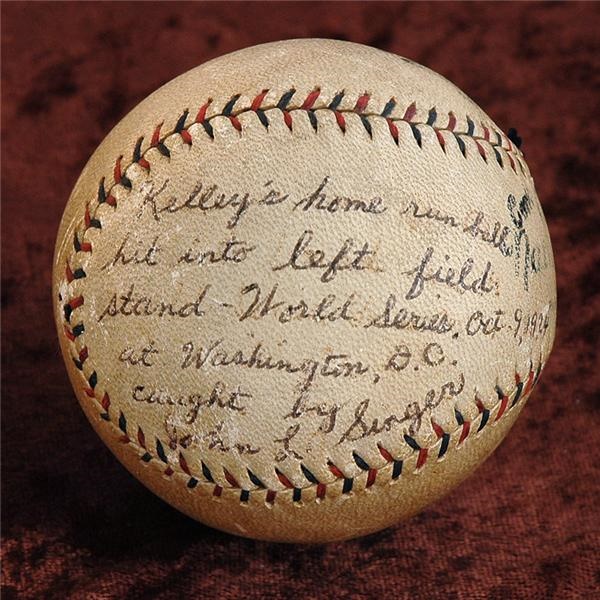 Historical Baseballs - George Kelly 1924 World Series Homerun Baseball Hit Off of Walter Johnson