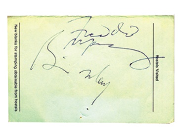 Ephemera - Queen Autographs, 1977 (5x7")
