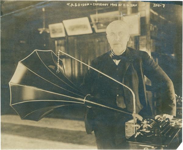 - Thomas Alva Edison with the Edison Phonograph by George Grantham Bain