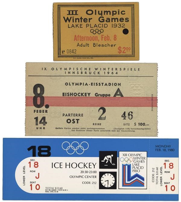 1980 Miracle on Ice & Olympics - Collection of Olympic Team USA Hockey Tickets (6)