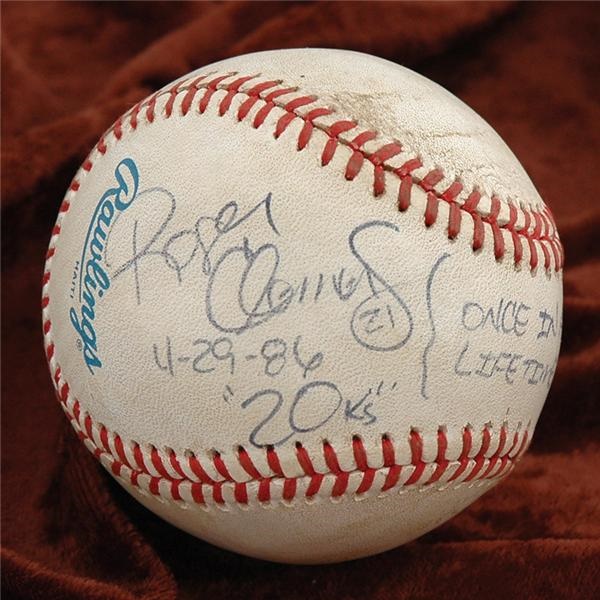 Historical Baseballs - 1986 Roger Clemens 20 Strikeout Game Used Baseball