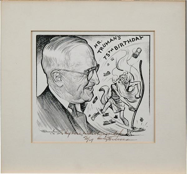 - Autographed Harry Truman 75th Birthday Sketch