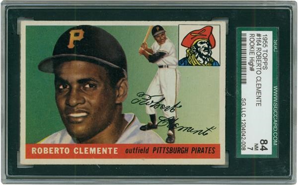 - 1955 Topps # 164 Roberto Clemente RC SGC 84 NM 7 DEAD CENTERED