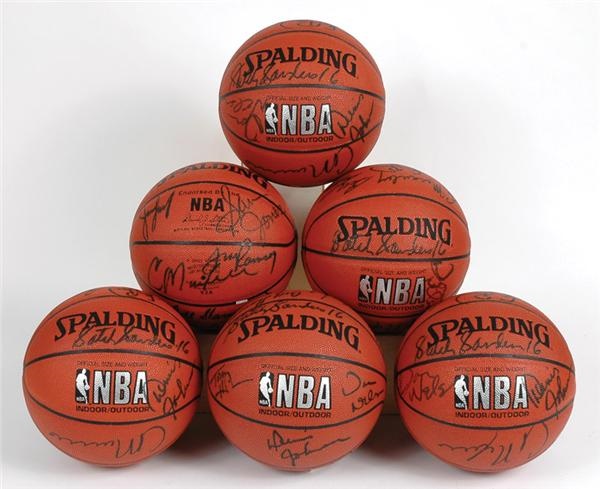 - Collection Of Six Celtics Greats Signed Basketballs With Bill Russell