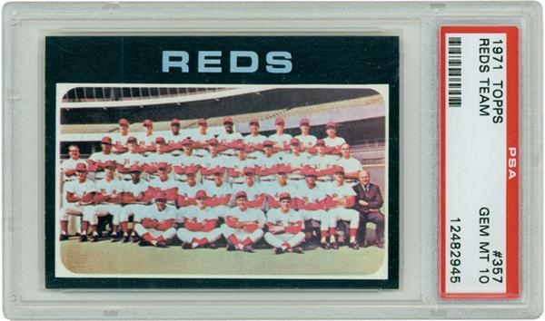 - 1971 Topps # 357 Reds Team PSA 10 GEM MINT