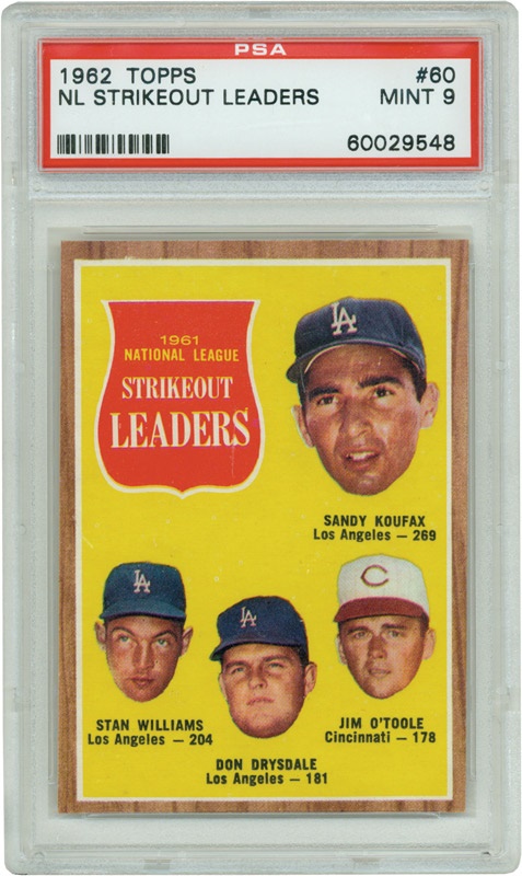 - 1962 Topps # 60 NL Strikeout Leaders PSA 9 MINT