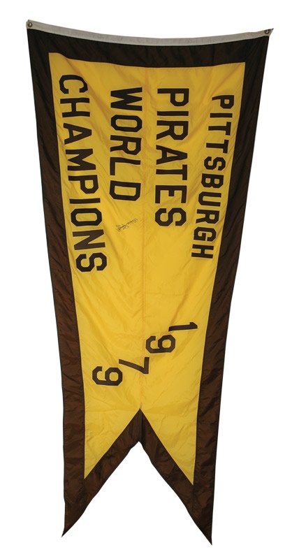 - 1979 Pittsburgh Pirates World Championship Banner Signed By Willie Stargell