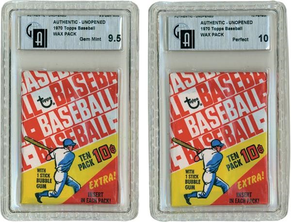 1970 Topps Wax Packs (2) GAI 9.5 GEM MINT &amp; GAI 10 PERFECT