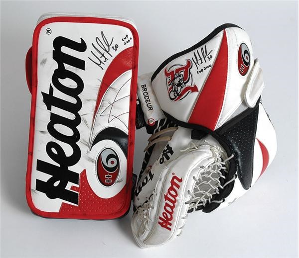 Martin Brodeur 2000 Cup Finals Game Used Goal Glove and Blocker