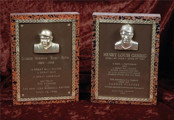 - Babe Ruth and Lou Gehrig Miniature Yankee Stadium Plaques