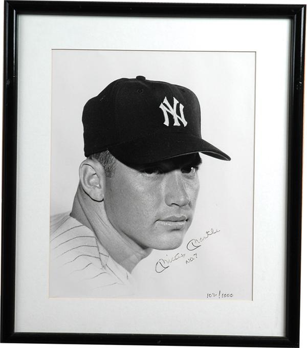 Mickey Mantle Autographed Large Photo Collection Of Four