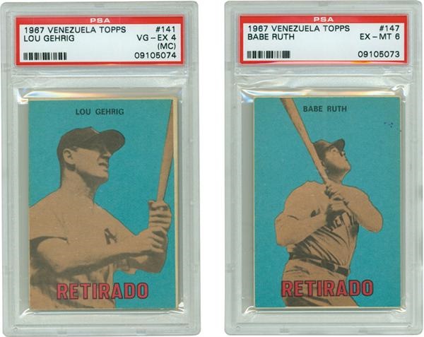 - 1967 Venezuela Topps Babe Ruth and Lou Gehrig Both PSA Graded
