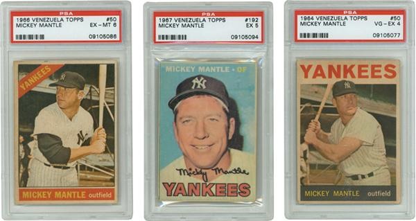 - Collection of Mickey Mantle Venezuela Topps Cards (3) PSA Graded