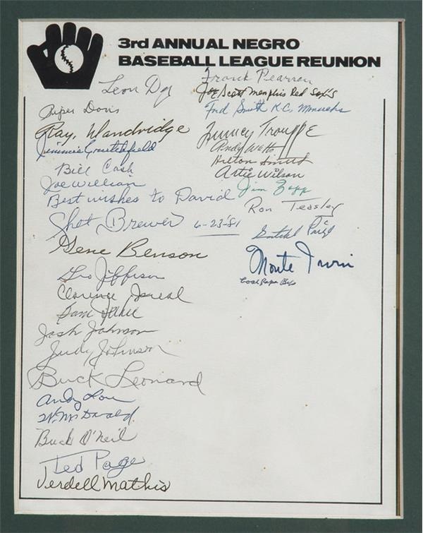- 1981 Negro League Reunion Team Signed Sheet with Hilton Smith