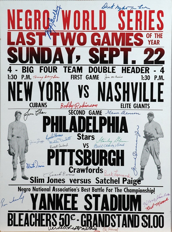Baseball Memorabilia - Collection Of Three Negro League Signed Posters