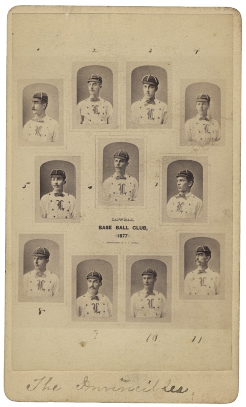 19th Century Baseball - Rare 1877 Lowell Base Ball Club Carte de Visite with Sam Wright
