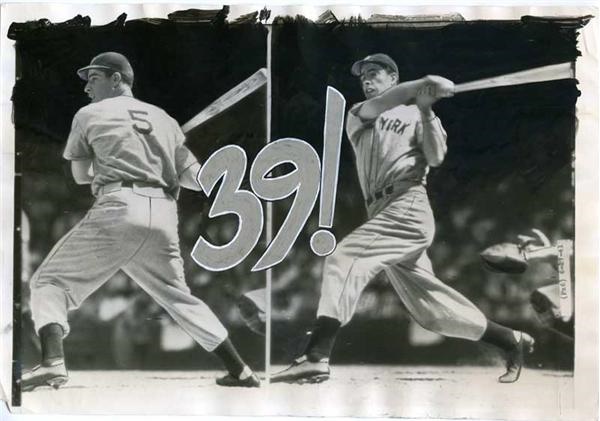 - 1941 Joe DiMaggio Oversized 39th Game Hitting Streak Photograph