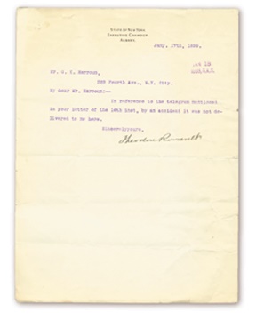 - 1899 Teddy Roosevelt & Other Famous Letters Regarding Cuba