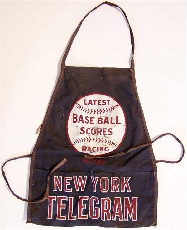 - 1920's New York Telegram Newspaper Smock with Baseball Advertising.