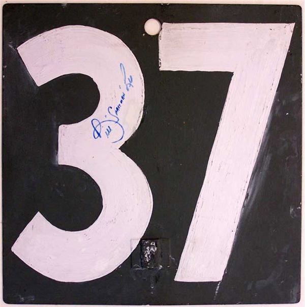- Fenway Park Boston Scoreboard Number #37 Signed by Bill Lee