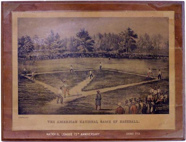 Print Presented to Jimmie Foxx by the National League in 1951