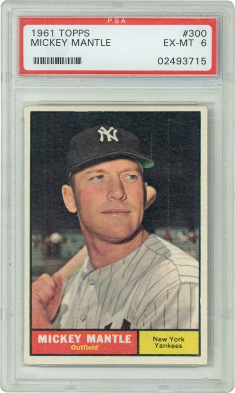 Cards - 1961 Mickey Mantle PSA 6 #300