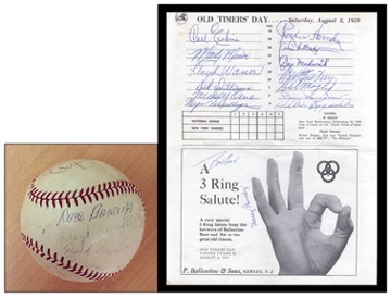 - 1959 Yankee Old Timer's Day Signed Baseball & Program