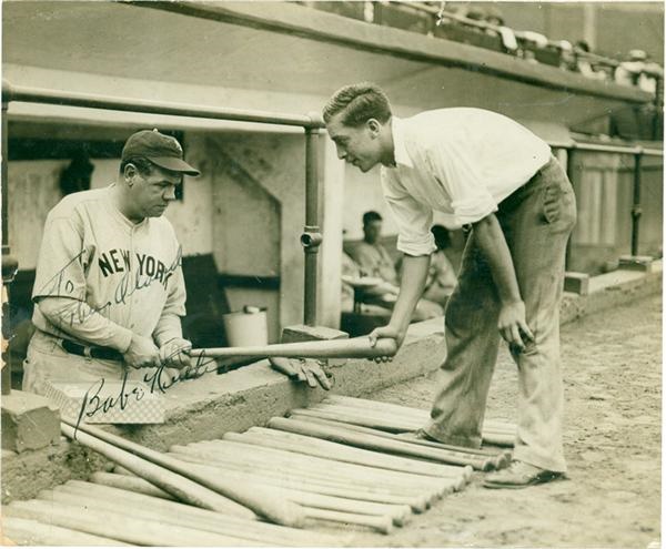 Babe Ruth - Babe Ruth "Choosing His Bat" Signed Photo
