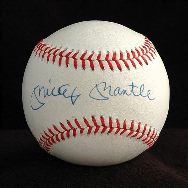 Baseball Autographs - Mickey Mantle Single Signed Baseball