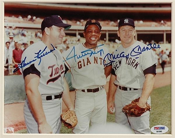 Baseball Autographs - Mantle, Mays and Killebrew Signed Photo