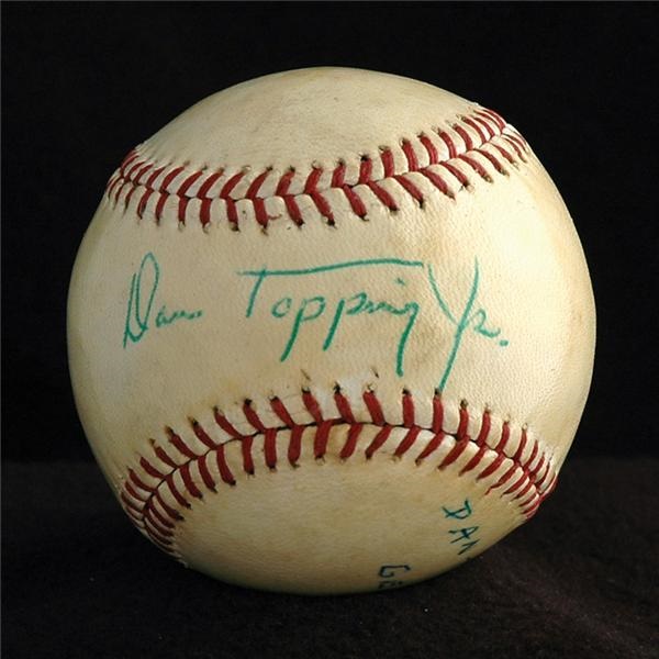 NY Yankees, Giants & Mets - Dan Topping Jr. Single Signed Baseball