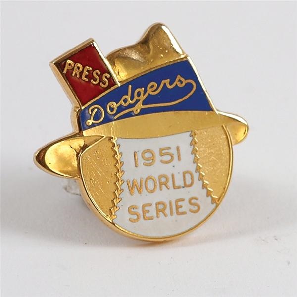 1951 Brooklyn Dodgers Phantom World Series Press Pin