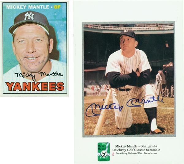 Mickey Mantle Signed Cards (2)
