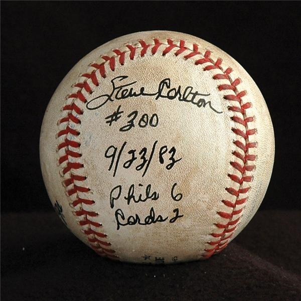 Historical Baseballs - Steve Carlton 300th Win Game Used Baseball
