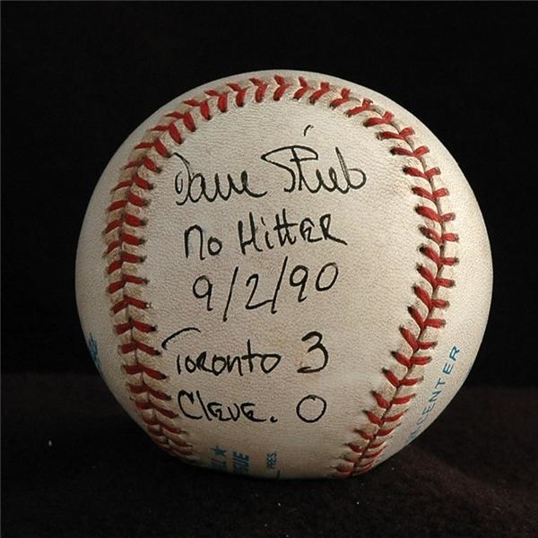 Historical Baseballs - Dave Stieb No Hitter Game Used Baseball