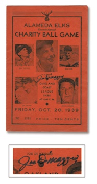 - 1939 Joe DiMaggio Signed Pacific Coast League Program