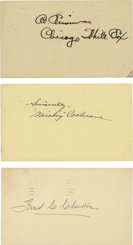 Baseball Autographs - Cochrane, Simmons and Clarke Signed Government Postcards (3)