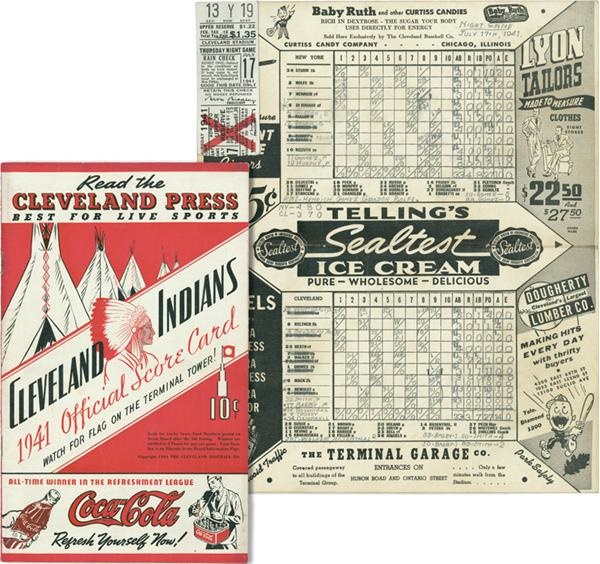 NY Yankees, Giants & Mets - 1941 Joe DiMaggio Hitting Streak Ends Program and Ticket (2)