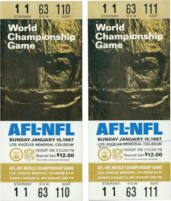 Football - Pair of Super Bowl I Unused Tickets (2)