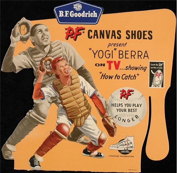 The Charlie Sheen Collection - Yogi Berra B.F. Goodrich Cardboard Advertising Sign