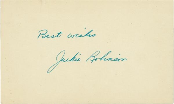 - Jackie Robinson Signed 3" x 5" Card