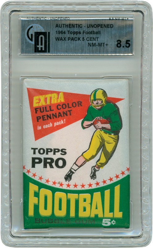 Unopened Material - Ultra Rare 1964 Topps Football 5 Cent Wax Pack GAI 8.5 NM-MT+